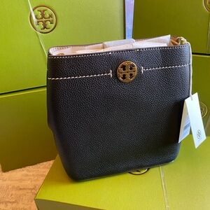 Tory Burch Black Leather Bucket Bag